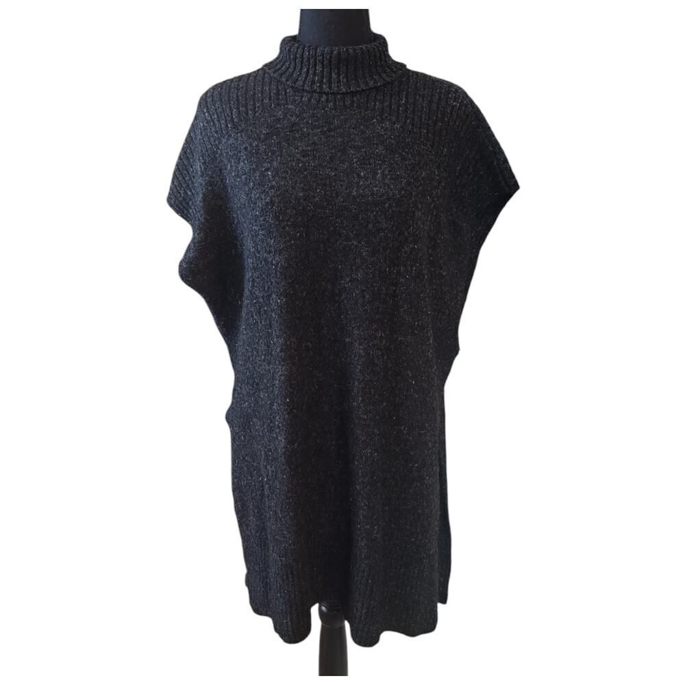 Lou & Grey Oversized Knit Sweater Vest Turtle Neck Boxy Tunic Medium